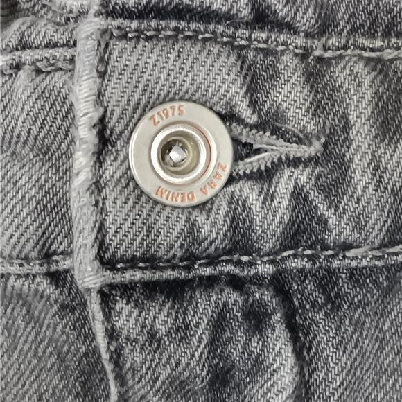 Zara Paper Bag Jeans Denim Size 2 Light Gray Front Pockets High Rise - Picture 6 of 8